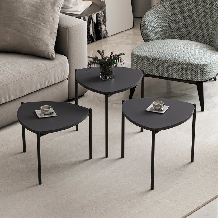 AUCUNE Mesa de centro apilable LENNY Ovalada Antracita AUCUNE Mesa de centro apilable LENNY Ovalada Antracita